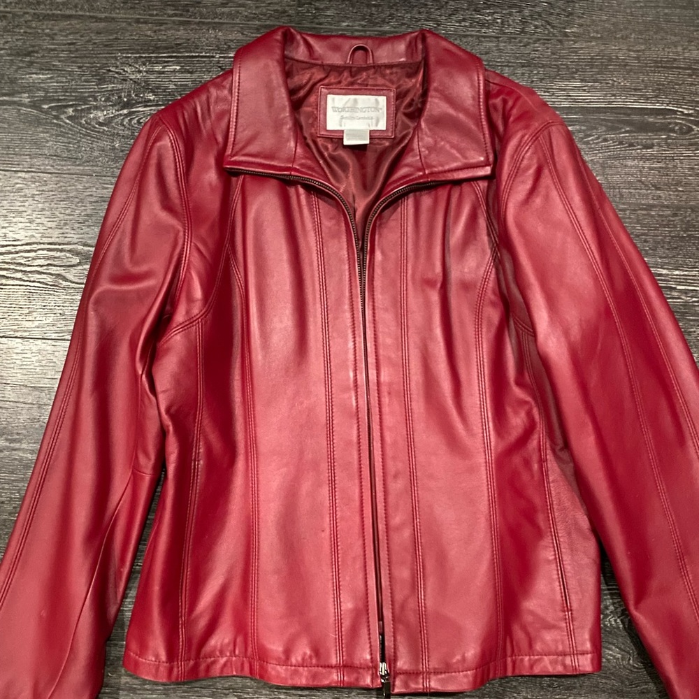 Ruby Red Leather Jacket